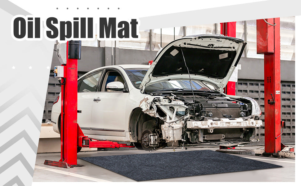 Garage floor oil spill mat, car repair oil-proof and leak-proof mat, with non-slip checkered felt backing, garage floor mat.