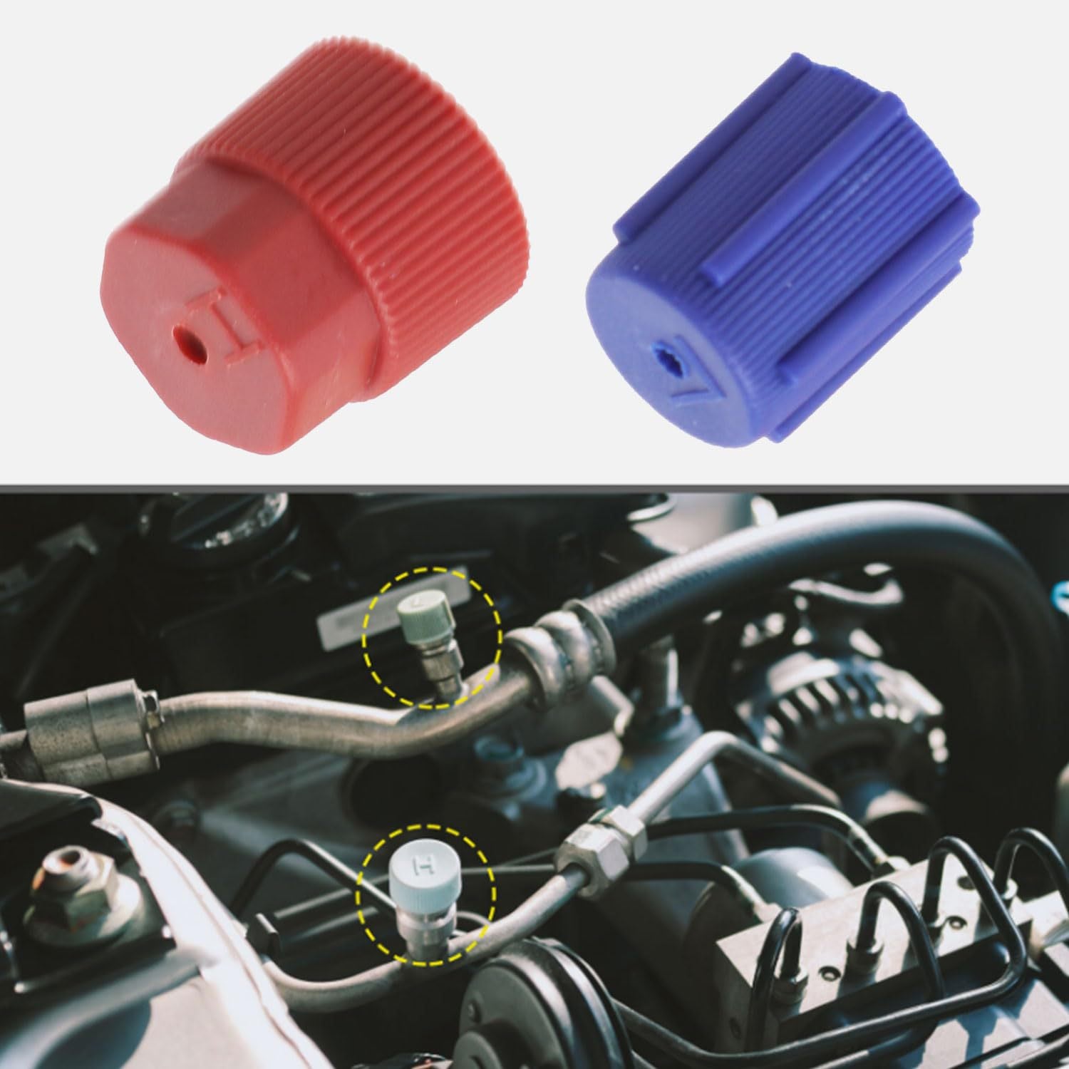 Car air conditioning repair parts 10-piece set, 13R134a air conditioning caps, 16mm service system charging port covers