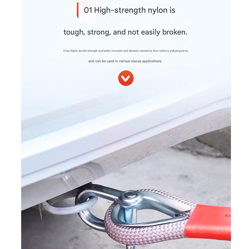 Car tow rope_Thickened and extra-large nylon car tow rope_Roadside assistance tow rope_