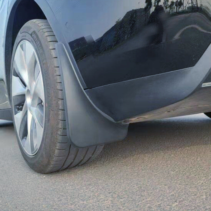 Tesla Model Y mudguards updated with new 3 aftermarket accessories, no drilling required for front and rear wheel mudguards