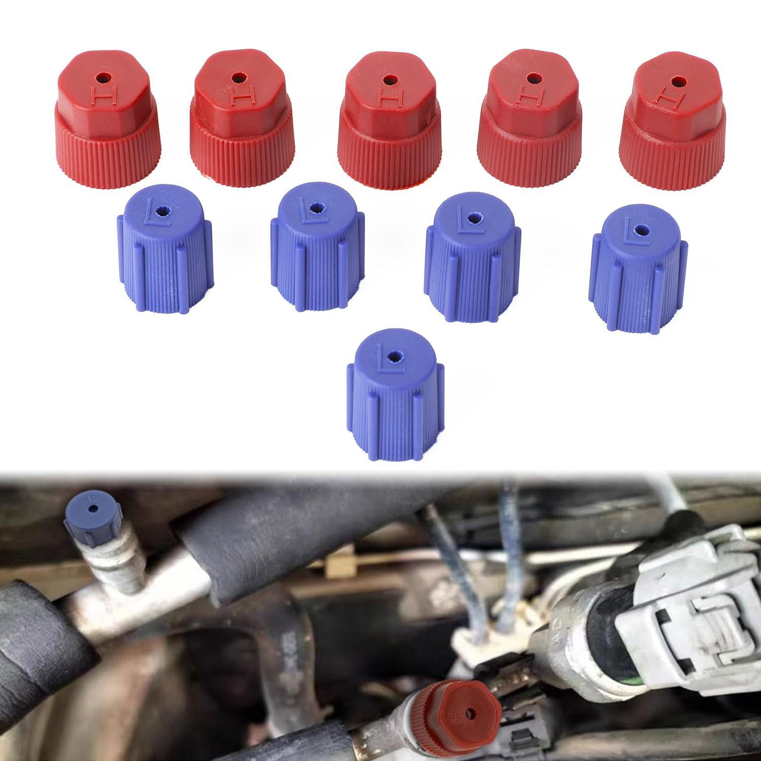 Car air conditioning repair parts 10-piece set, 13R134a air conditioning caps, 16mm service system charging port covers