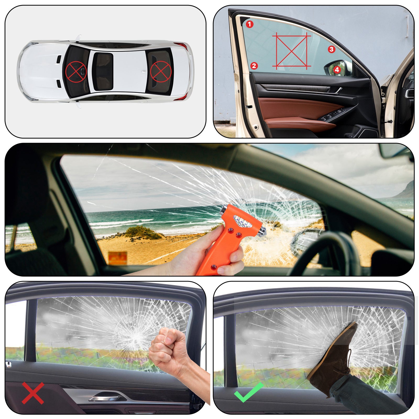 Popular 2-in-1 Safety Hammer with Straps, Multifunctional Car Rescue Hammer, Escape Hammer, Window Breaker