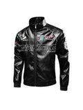 Men's High-Quality New Printed Fashion British Casual Motorcycle Leather Jacket, Men's Outerwear