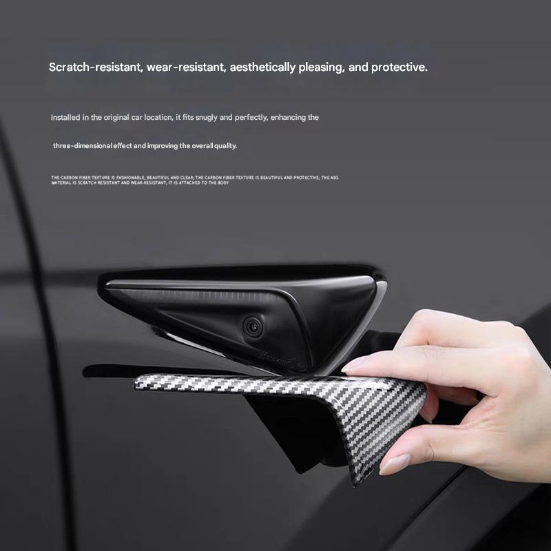 New Tesla Model 3/Y fender trim, side emblem, and side camera cover.