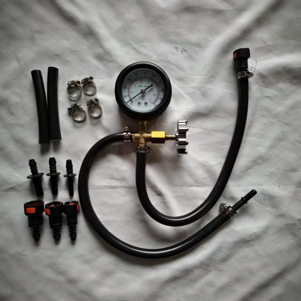 Automotive fuel pressure gauge, fuel injection pressure gauge, auto repair diagnostic tool, gasoline pump pressure gauge.