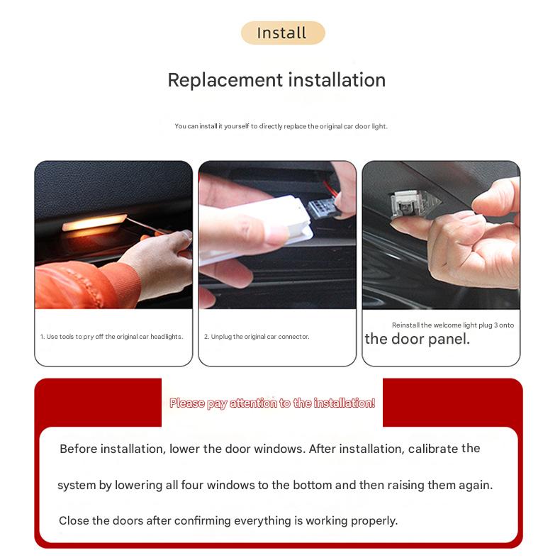 Projected decorative welcome lights for car doors