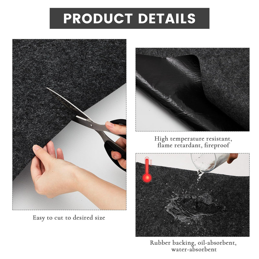 Garage floor oil spill mat, car repair oil-proof and leak-proof mat, with non-slip checkered felt backing, garage floor mat.