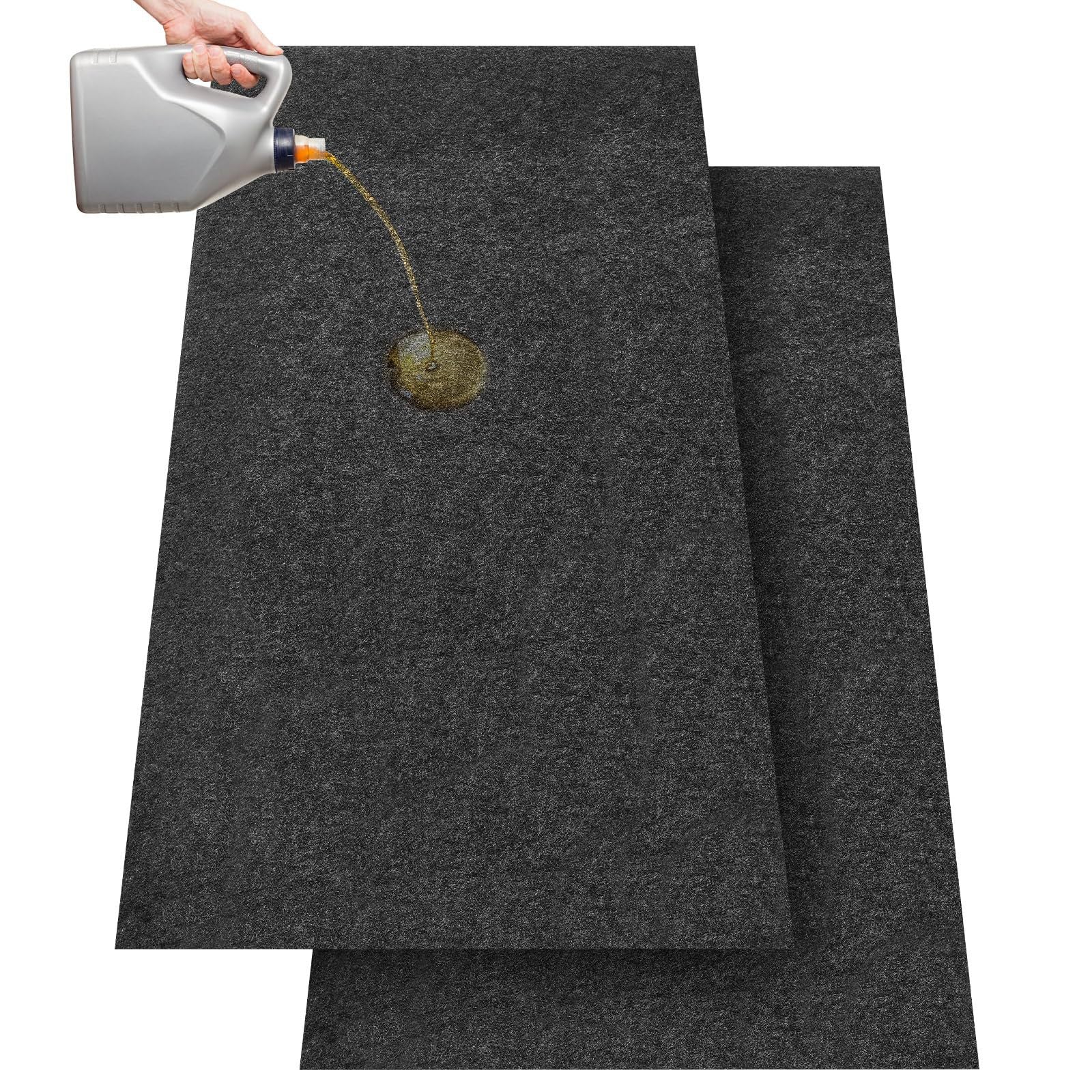 Garage floor oil spill mat, car repair oil-proof and leak-proof mat, with non-slip checkered felt backing, garage floor mat.