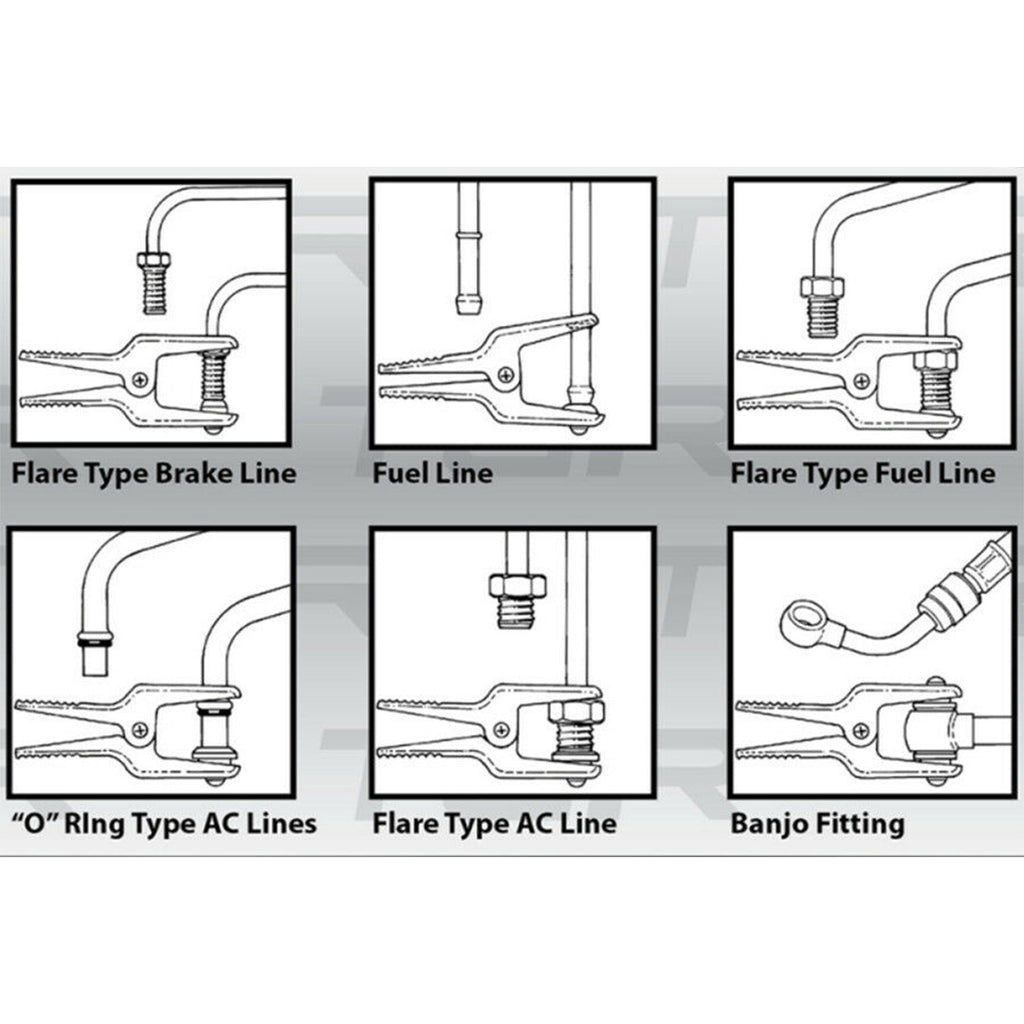 4-piece set of pipe clamps: fuel line clamp, brake line clamp, pipe sealing pliers, auto repair tools.