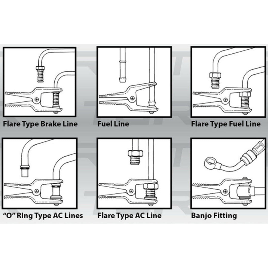 4-piece set of pipe clamps: fuel line clamp, brake line clamp, pipe sealing pliers, auto repair tools.