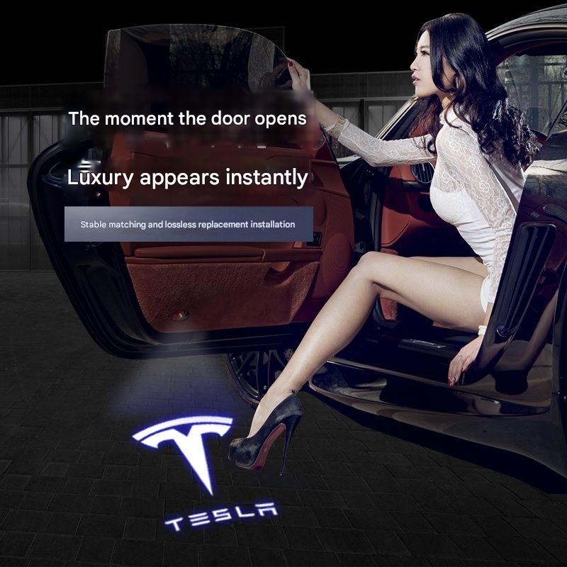 Tesla ultra-high definition, fade-resistant car door welcome lights for Model 3, X, S, and Y (projection lights)