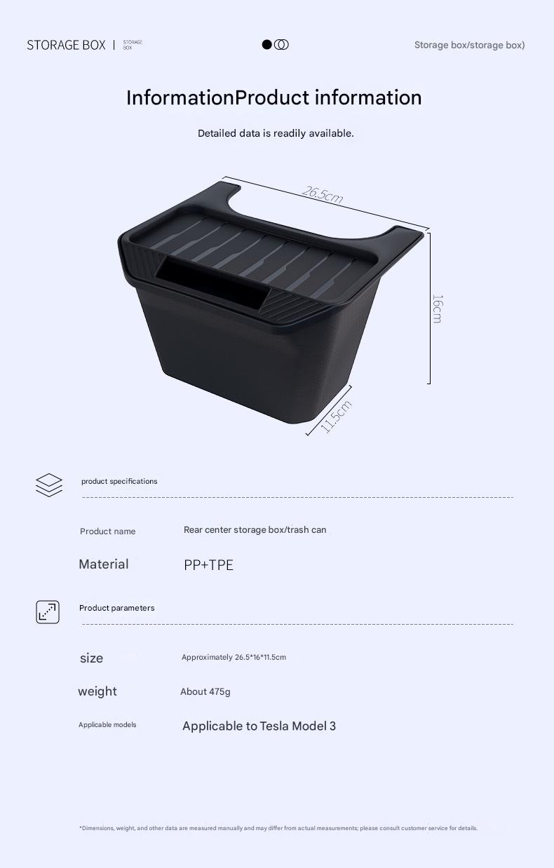 Tesla Model Y rear center storage box