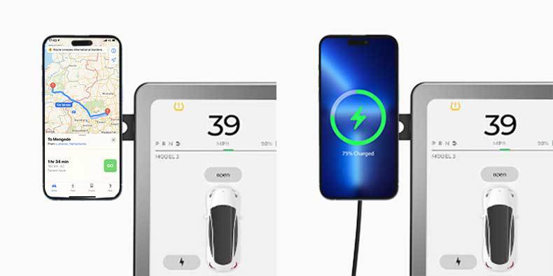 Tesla Model Y/3 in-car phone holder with wireless charger