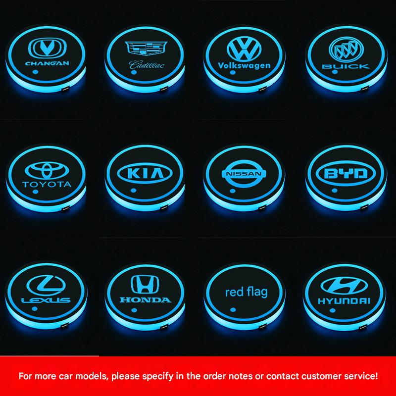 Car LED illuminated cup holder mat