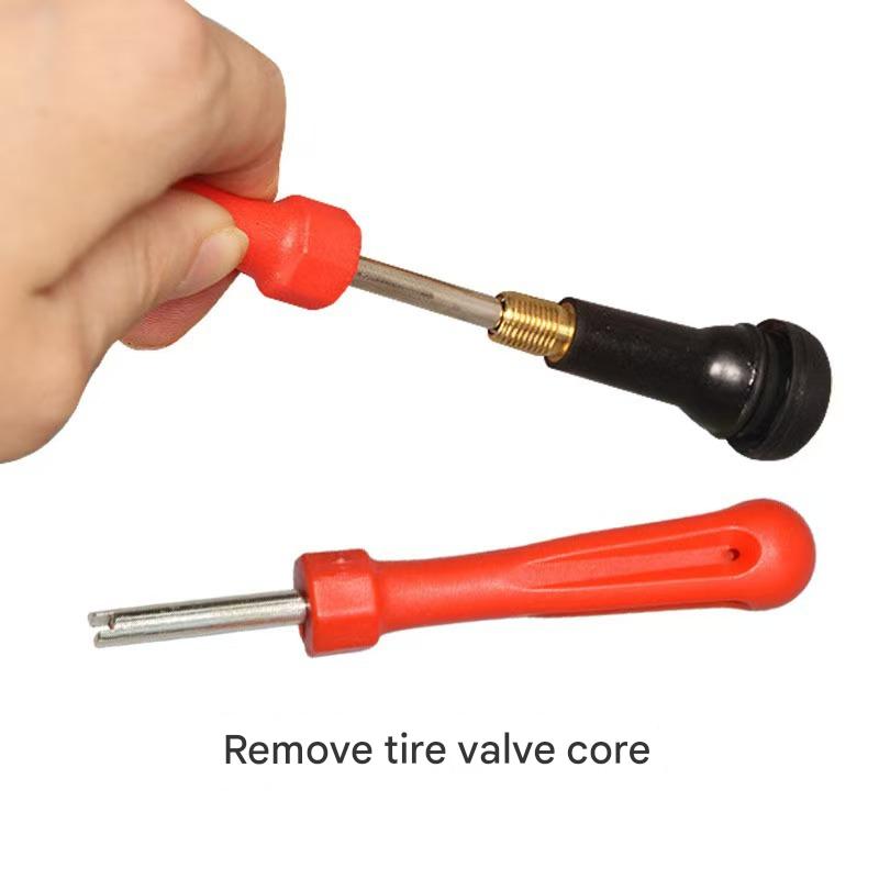 Universal tire valve core removal tool, air conditioning valve core wrench, dual-purpose wrench for removing and installing tire valve cores.
