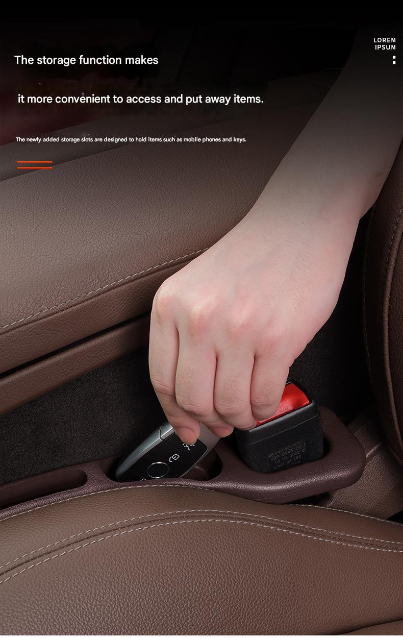 Car seat edge storage strip