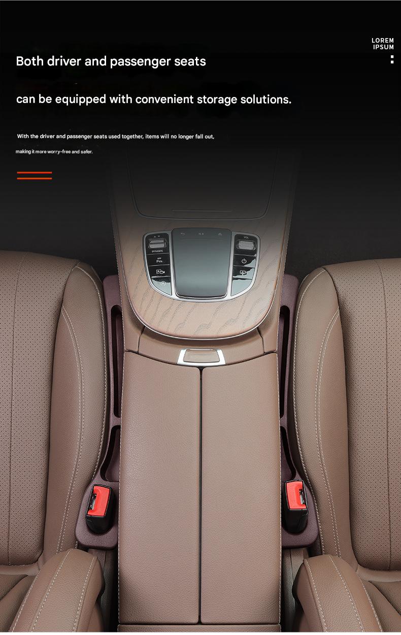 Car seat edge storage strip