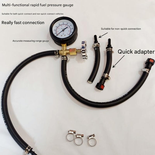 Automotive fuel pressure gauge, fuel injection pressure gauge, auto repair diagnostic tool, gasoline pump pressure gauge.