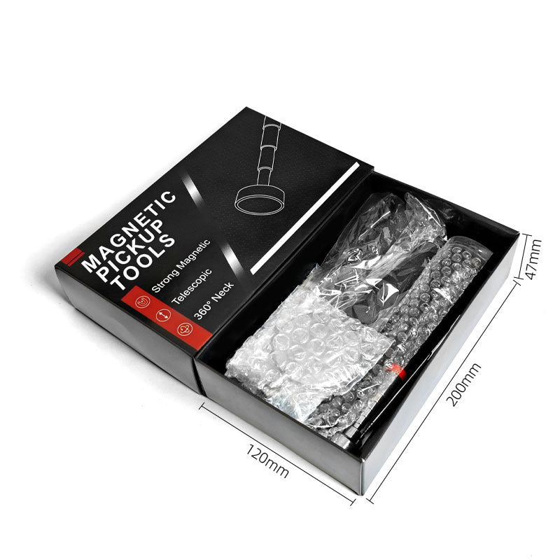 Magnetic pickup, magnetic attractor, telescopic extension rod, auto repair tools, square mirror, round mirror, flashlight head