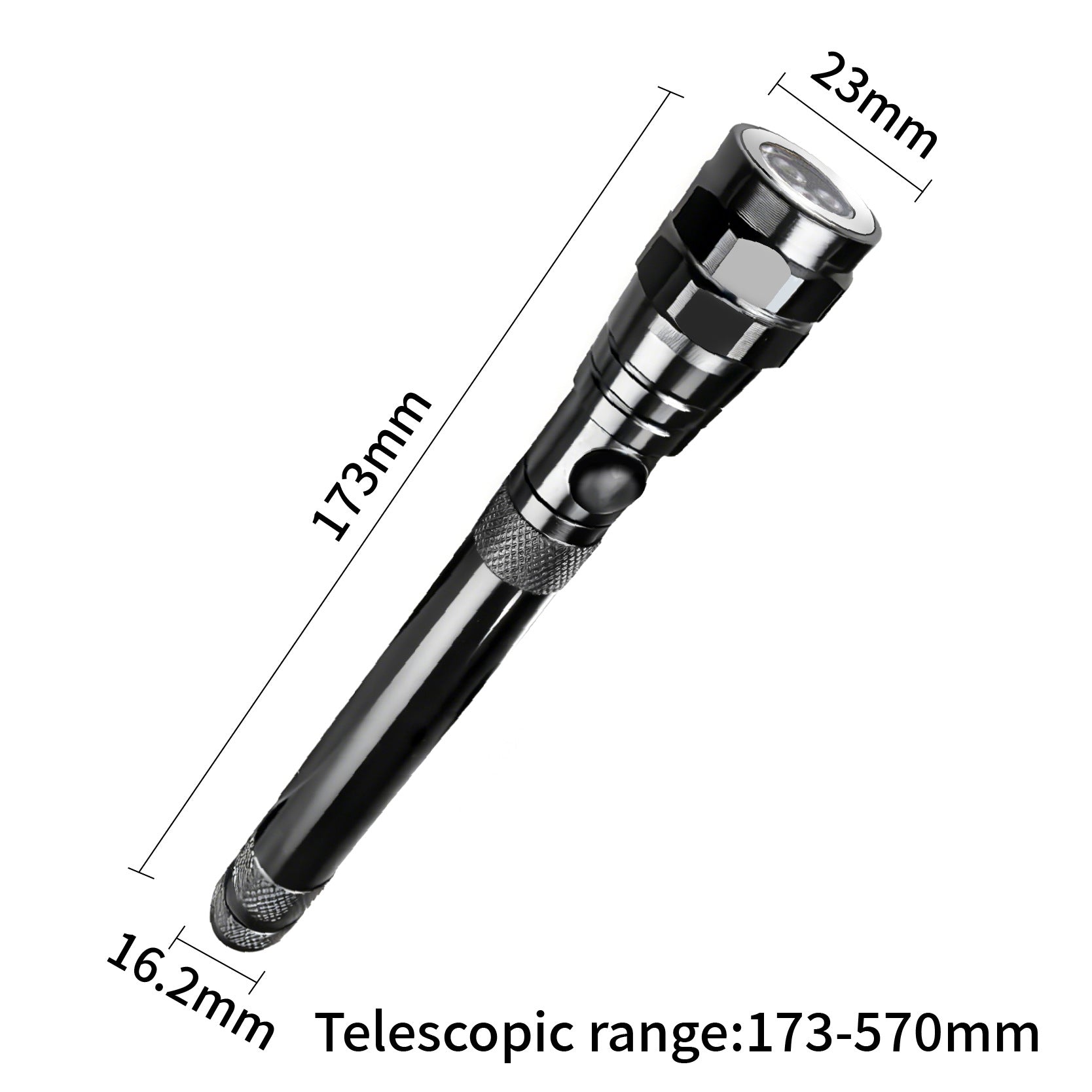 Magnetic pickup, magnetic attractor, telescopic extension rod, auto repair tools, square mirror, round mirror, flashlight head