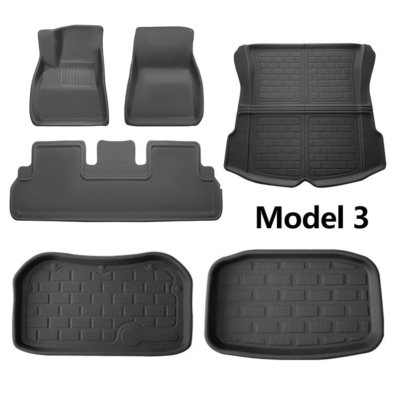 Tesla Model 3/Y floor mats, left-hand drive, right-hand drive, backrest mats, trunk mats, XPE anti-slip mats