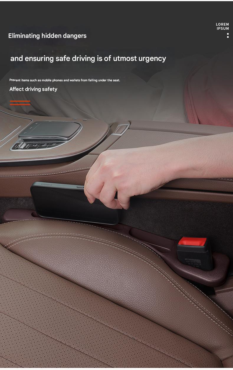 Car seat edge storage strip